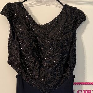 Elegant Black and Blue Evening Gown